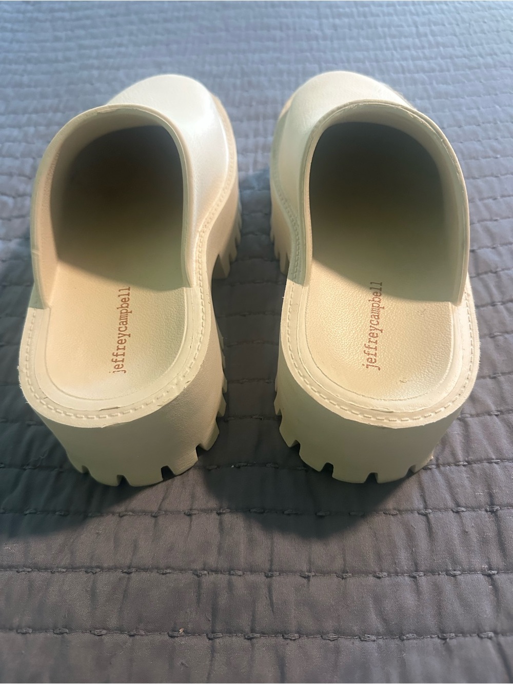 Jeffrey Campbell Cream Chunky Platform Slip-On Clog Mules - Picture 4 of 5